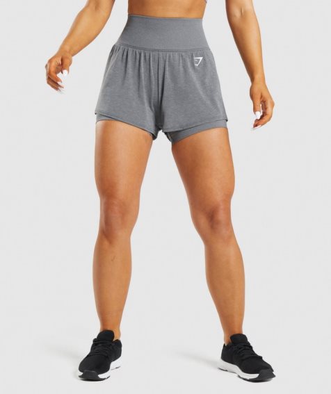 Women's Gymshark Vital Seamless 2.0 2-in-1 Shorts Grey | CA A1N076